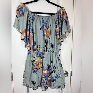 Umgee Boho Floral Romper Small Festival Coastal Smocked Babydoll Cottagecore